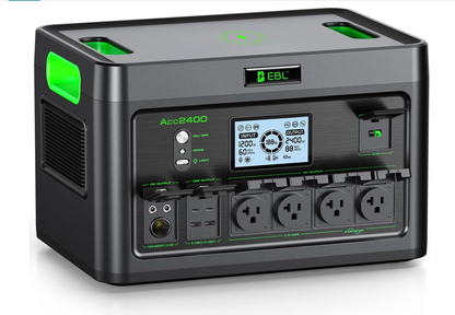 2400W Portable Power Station, 1843Wh LiFePO4 Solar Generator, 4800W Peak Pure Sine Wave AC Outlets, Battery Backup for Camping, RV & Emergency