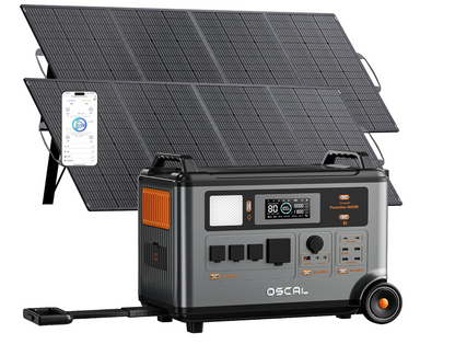 3600W Portable Power Station with 2x200W Solar Panels, 3600Wh LiFePO4 Solar Generator